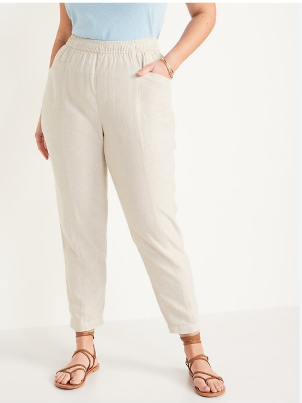OLD NAVY Heigh-Waisted Cropped Linen Blend Pants